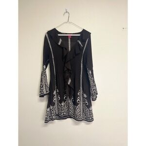 Sunny Leigh‎ Women's Brown & White Patterned Ruffle Blouse Size XL